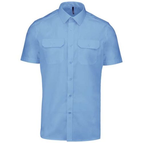 Men's Short-Sleeved Pilot Shirt – Kariban in Sky Blue