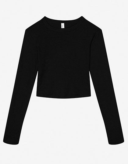 Women´s Micro Rib Long Sleeve Baby Tee – Bella+Canvas in Solid Black Blend