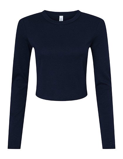 Women´s Micro Rib Long Sleeve Baby Tee – Bella+Canvas in Solid Navy Blend
