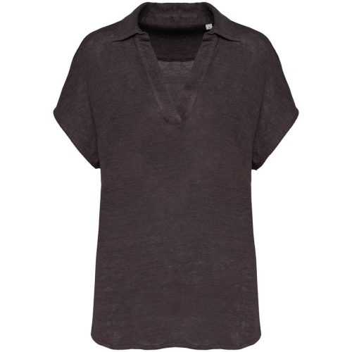 Damen-Polohemd aus Leinen NS221 – Spasso in Stone Grey