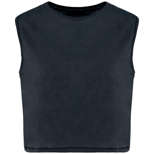 Ladies’ Sleeveless Crop T-Shirt – Native Spirit in Washed Ivory