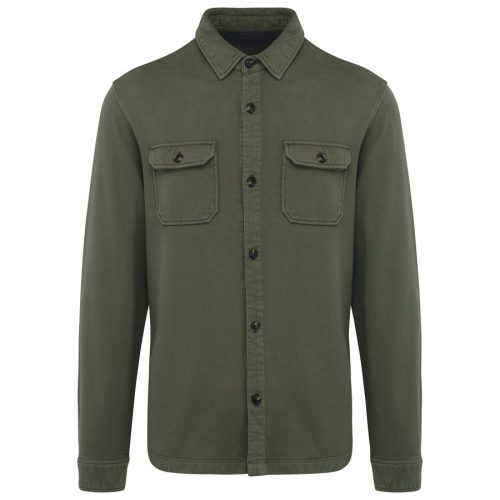 Ausgewaschenes Herren Überhemd aus gebürstetem Molton NS521 – Native Spirit in Washed Organic Khaki