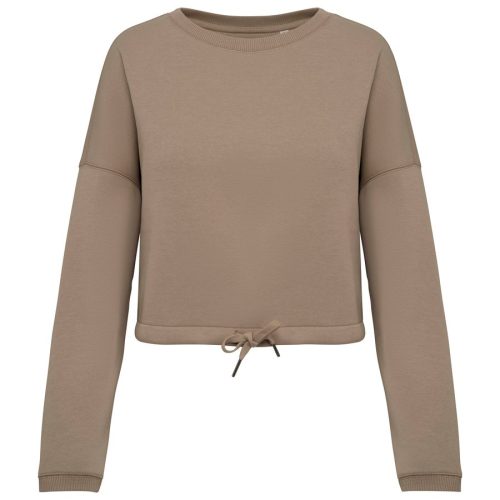 cropped Oversize Damen Sweatshirt mit Rundhalsausschnitt NS429 – Native Spirit in Wet Sand