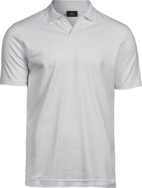 Schweres Herren Luxus V-Neck Stretch Piqué Polo TJ 1404 – Tee Jays in White