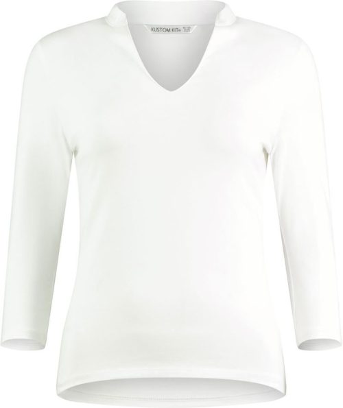 Top mit Mandarinkragen 3/4 Arm KK 785 – Kustom Kit in White