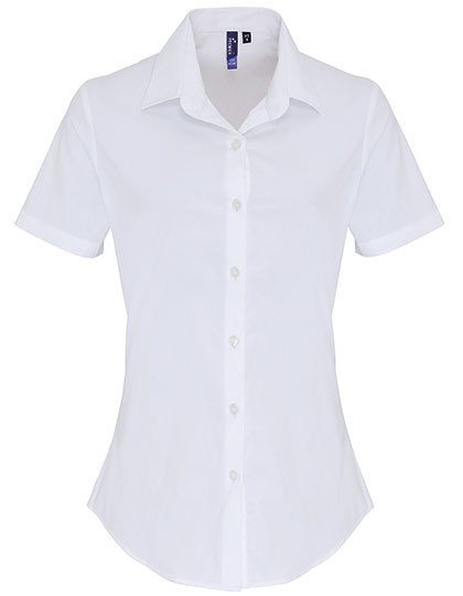 Women´s Stretch Fit Poplin Short Sleeve Cotton Shirt – Premier Workwear in White