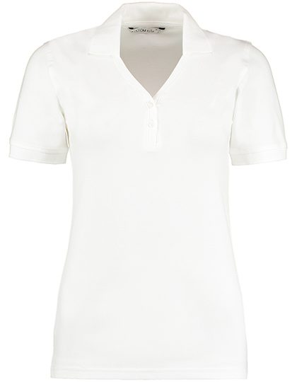Regular Fit Comfortec® V Neck Polo – Kustom Kit in White