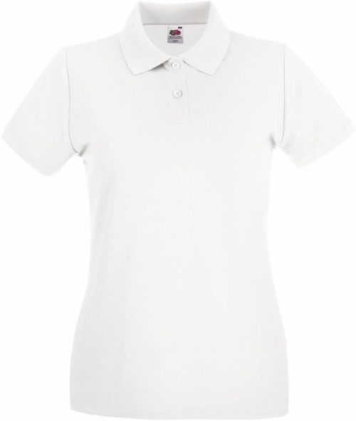 Damen Piqué Polo Lady-Fit Premium Polo – Fruit of the Loom in White