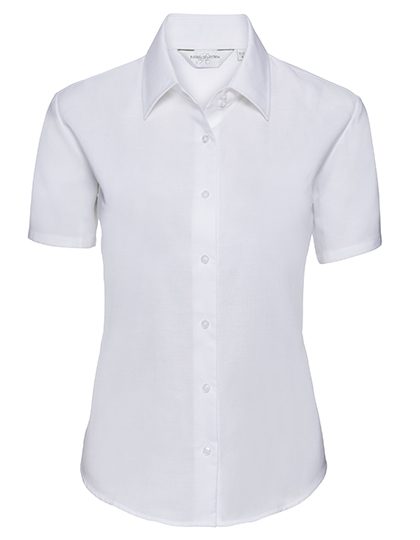 Ladies' Short Sleeve Tailored Oxford Shirt – Russell Athletic Collection in White