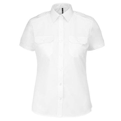 Kurzarm-Pilotenhemd für Damen K504 – Kariban in White