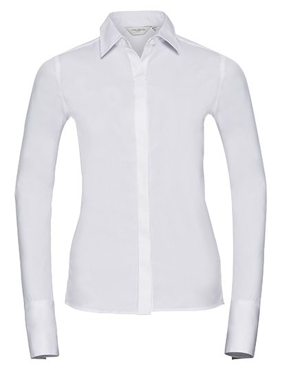 Ladies' Long Sleeve Fitted Ultimate Stretch Shirt – Russell Athletic Collection in White