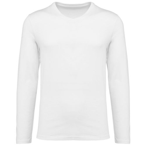 Supima® Herren-T-Shirt mit V-Ausschnitt und langen Ärmeln PK306 – Kariban Premium in White