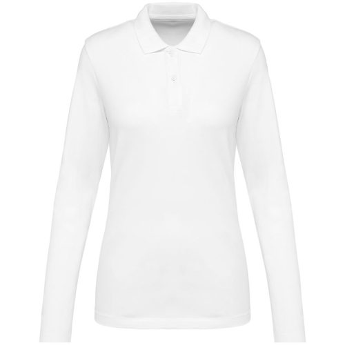 Supima® Damen-Polohemd mit langen Ärmeln PK203 – Kariban Premium in White