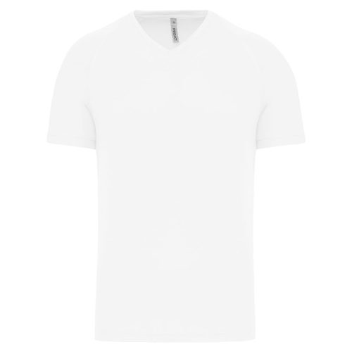 Herren Kurzarm-Sportshirt mit V-Ausschnitt PA476 – Proact in White