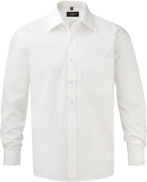 Men's Ls Pure Cotton Easy Care Poplin Shirt R-936M-0 – Russell in White