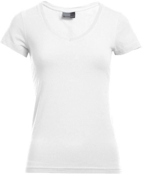 Damen Slim Fit V-Ausschnitt T-Shirt 3086 – Promodoro in White