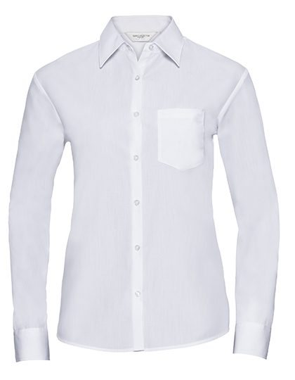 Ladies' Long Sleeve Classic Polycotton Poplin Shirt – Russell Athletic Collection in White