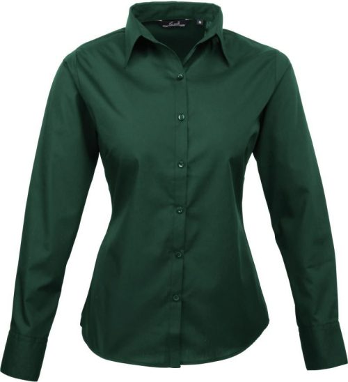 Women's Long Sleeve Poplin Blouse – Premier in White