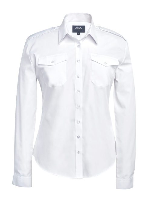 Damen-Pilotenhemd mit langen Ärmeln 2394 – Brook Taverner in White