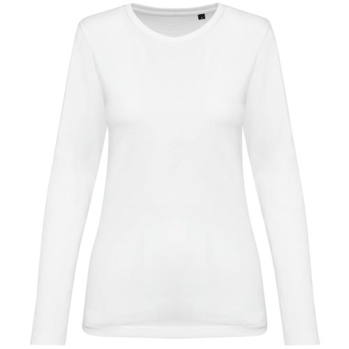 Supima® Damen-T-Shirt mit Rundhalsausschnitt und langen Ärmeln PK303 – Kariban Premium in White