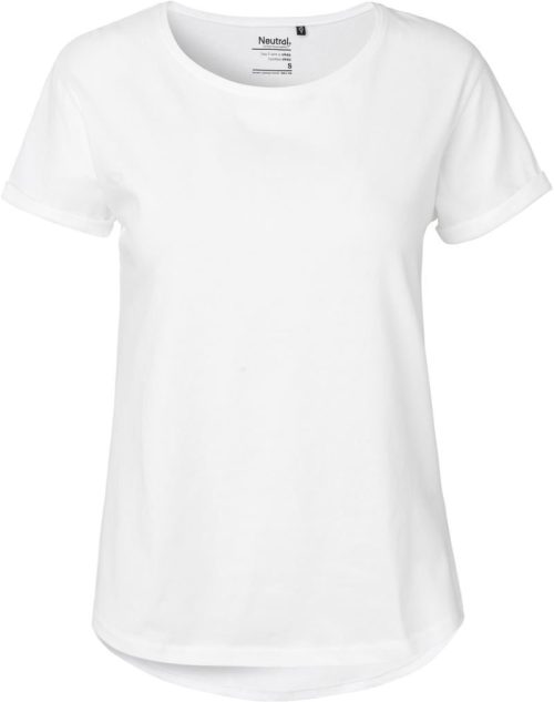 Damen Bio T-Shirt mit Umschlag O 80012 – Neutral in White