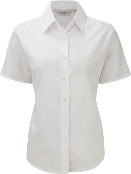 Ladies Short Sleeve Easy Care Oxford Shirt R-933F-0 – Russell in White