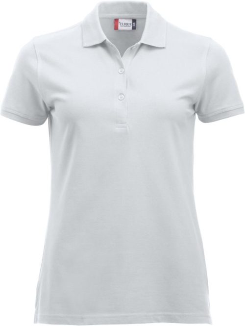 Schweres Damen Piqué Polo Classic Marion S/S – Clique in White