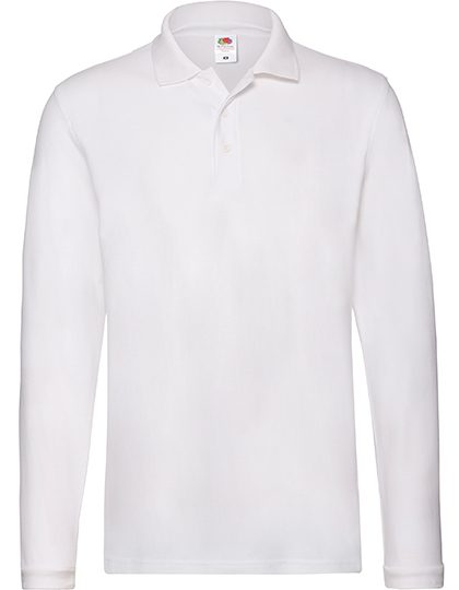 Premium Long Sleeve Polo – Fruit of the Loom in White
