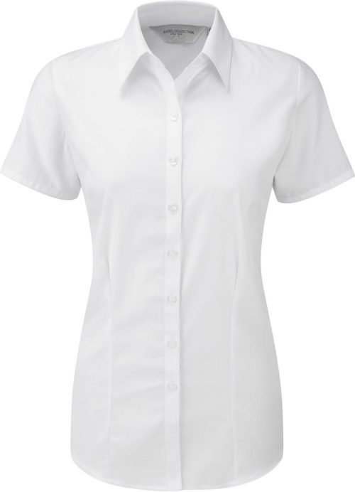 Ladies Short Sleeve Herringbone Shirt R-963F-0 – Russell in White