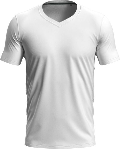 Herren V-Ausschnitt T-Shirt Stretch-T V-neck – Stedman in White
