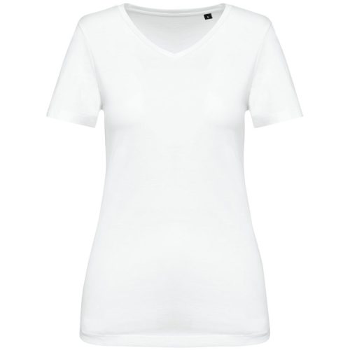 Supima® Damen-T-Shirt mit V-Ausschnitt und kurzen Ärmeln PK305 – Kariban Premium in White