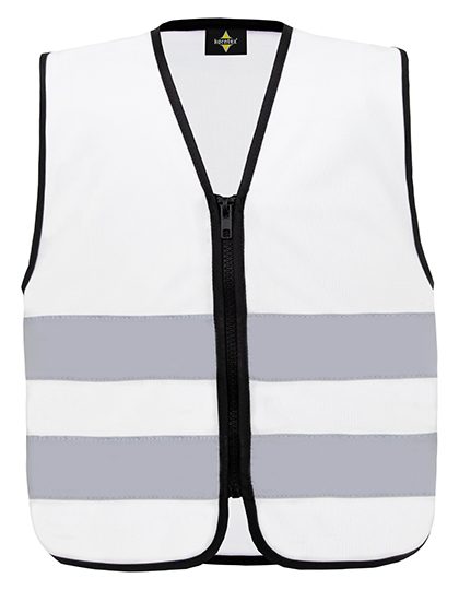 Kids´ Hi-Vis Safety Vest With Front Zipper Aalborg – Korntex in White