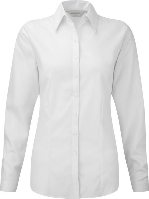 Ladies Long Sleeve Herringbone Shirt R-962F-0 – Russell in White