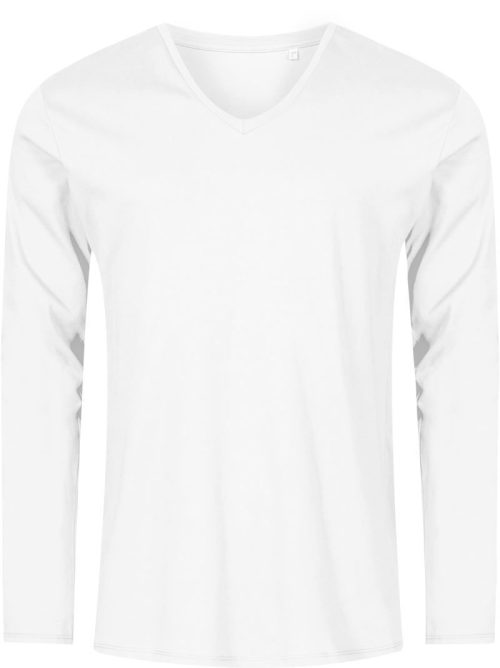Herren V-Ausschnitt T-Shirt langarm - X.O 1460 – Promodoro in White