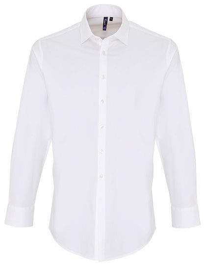 Men´s Stretch Fit Poplin Long Sleeve Cotton Shirt – Premier Workwear in White