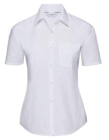 Ladies' Short Sleeve Classic Polycotton Poplin Shirt – Russell Athletic Collection in White