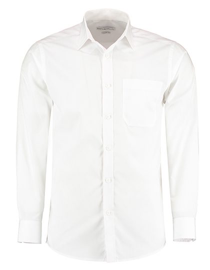 Men´s Tailored Fit Poplin Shirt Long Sleeve – Kustom Kit in White