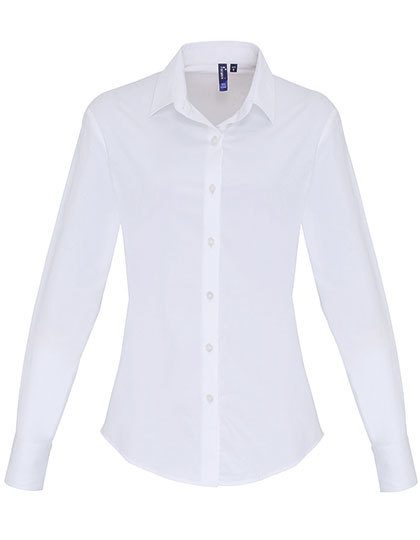 Women´s Stretch Fit Poplin Long Sleeve Cotton Shirt – Premier Workwear in White