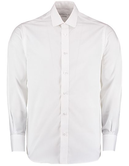 Men´s Tailored Fit Business Poplin Shirt Long Sleeve – Kustom Kit in White