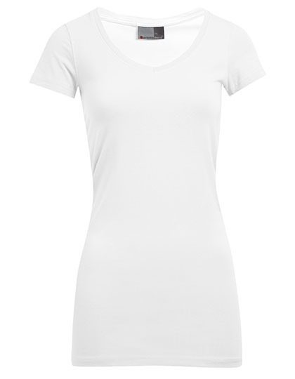 Women´s Slim Fit V-Neck-T Long – Promodoro in White