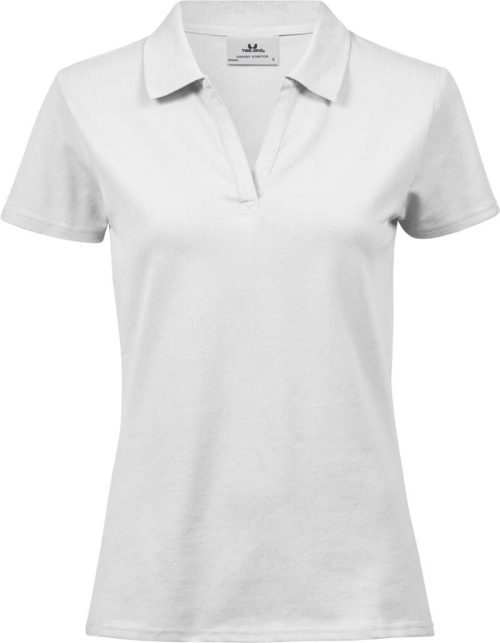 Damen V-Ausschnitt Luxury Stretch Piqué Polo TJ 1409 – Tee Jays in White