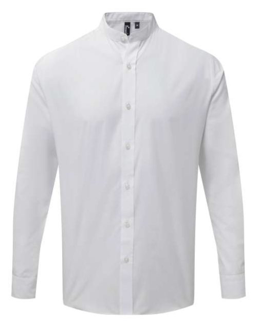 Banded Collar 'grandad' Long Sleeve Shirt – Premier in White