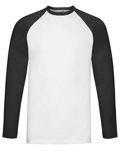 Long Sleeve Baseball T – Fruit of the Loom in White/Black