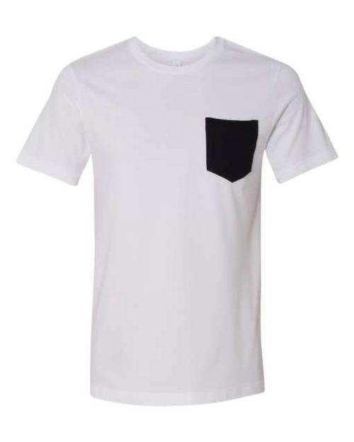 Men's Jersey Short Sleeve Pocket Tee – Bella in White/Black