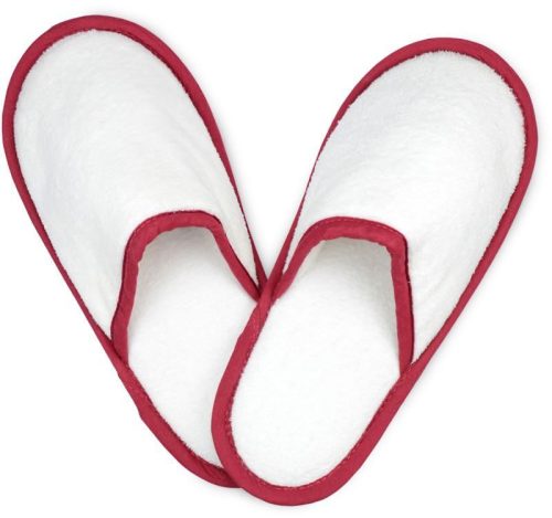 Frottee Schuhe Slippers – The One Towelling in White/Burgundy