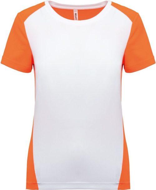 Damen Kontrast Sport Shirt PA 4015 – Kariban ProAct in White/Fluorescent Orange