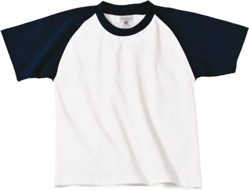 Kinder Raglan Kontrast T-Shirt Base-Ball /kids – B&C in White/Navy