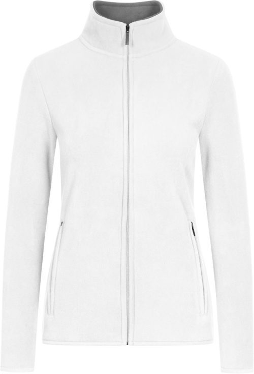 Damen Double Fleece Jacke 7965 – Promodoro in White/New Light Grey