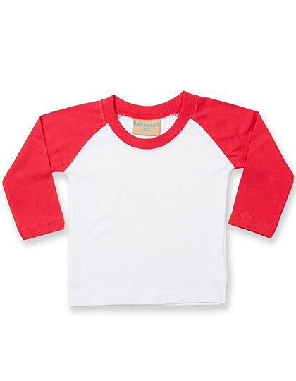 Long Sleeved Baseball T-Shirt – Larkwood in White/Red