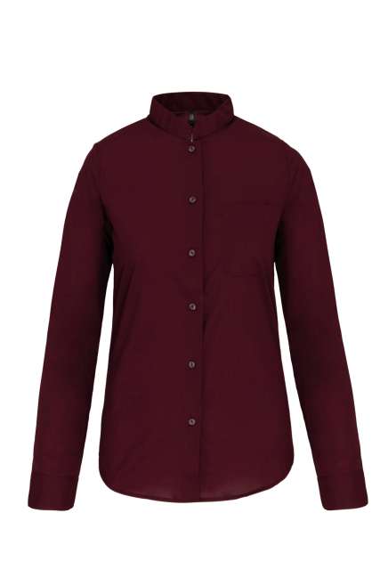 Ladies' Long-Sleeved Mandarin Collar Shirt – Kariban in Wine